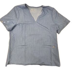 FIGS Woman's Casma Scrubs Top Blue Denim FW1100 Size XL Nurse V neck